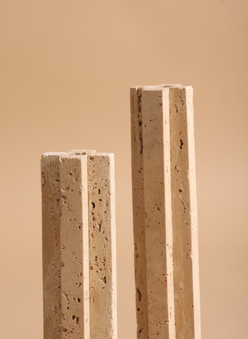 touche déco Tall Travertine Candle Holder  - Image 3