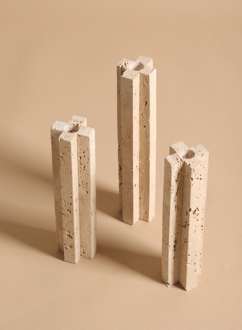 touche déco Tall Travertine Candle Holder  - Image 4
