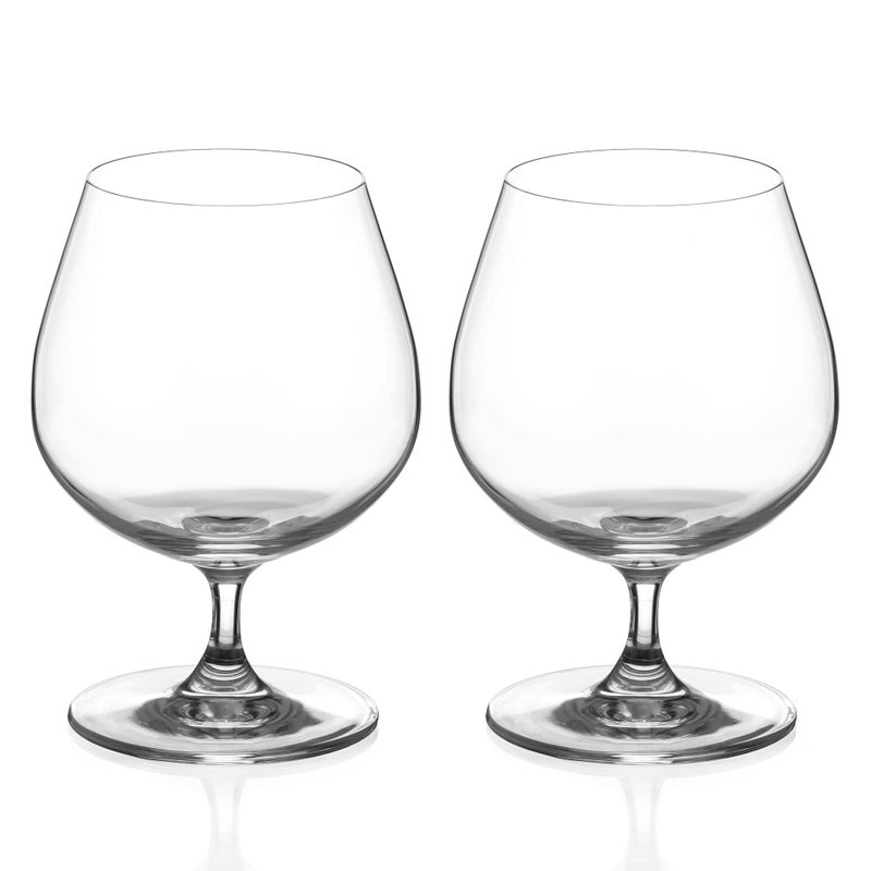 DIAMANTE Brandy Cognac Liqueur Glasses Pair  Auris Collection Undecorated Crystal Snifter Glasses  Set of 2 1400702