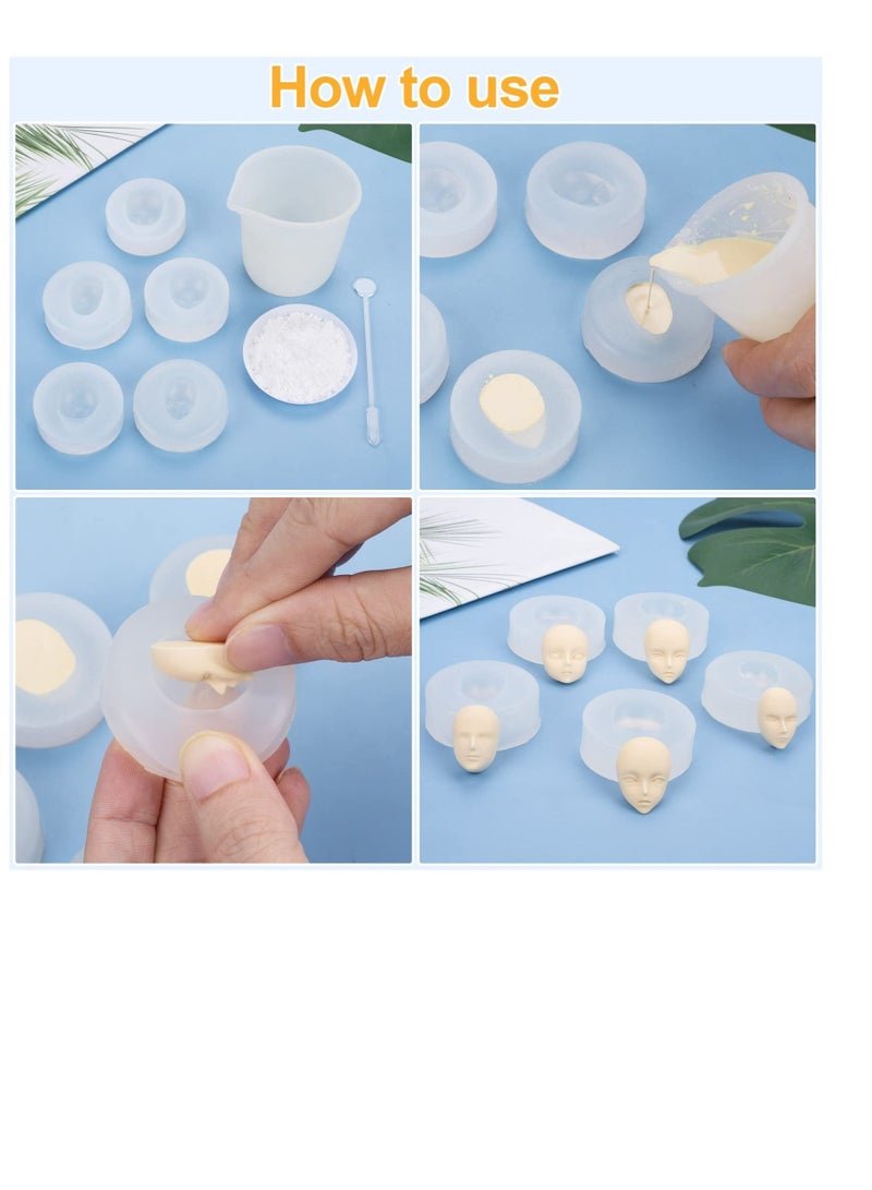 Zikra 5 Pcs Human Face Silicone Molds, Fondant Decoration Mould Candy Clay Girl Face Moulds  DIY Chocolate Molds - Image 3