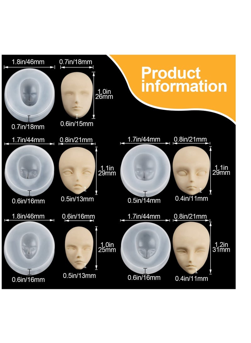 Zikra 5 Pcs Human Face Silicone Molds, Fondant Decoration Mould Candy Clay Girl Face Moulds  DIY Chocolate Molds - Image 2