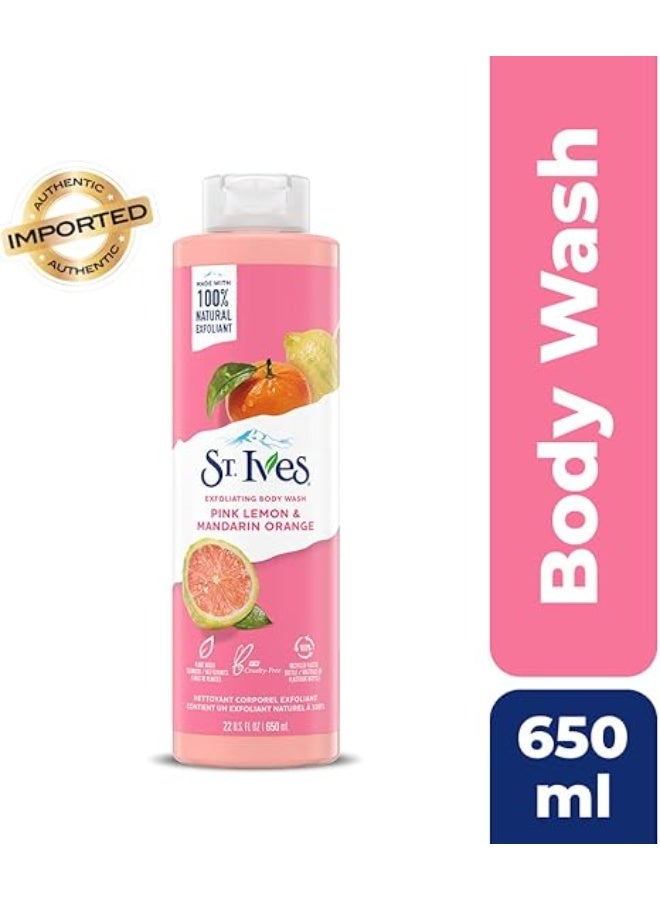 سانت آيفز جل استحمام مقشر للبشرة المشرقة من سانت آيفز، برائحة الليمون الوردي واليوسفي، مصنوع من منظفات نباتية ومستخلصات طبيعية 100%، غسول للجسم 650 غرام (22 أونصة). - Image 2