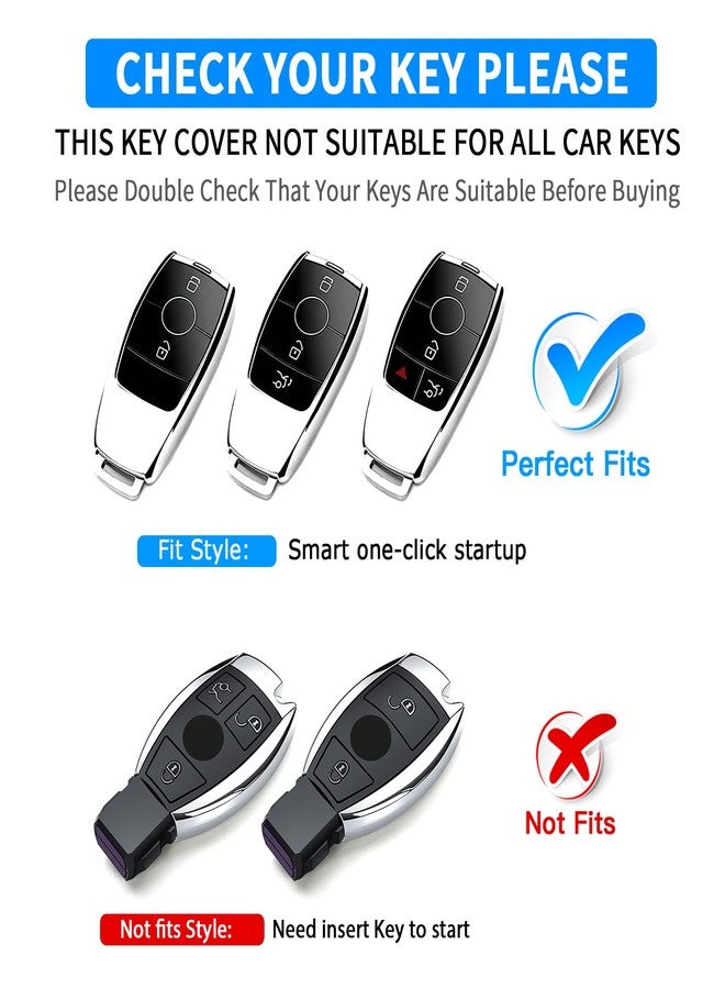 QBUC for Mercedes Benz Key Fob Cover with Keychain,Soft TPU Key Case Protector Compatible with Mercedes-Benz 2017-2023 E-Class 2018-2021 S-Class 2019-2023 A-Class C-Class G-Class (Light Pink) - Image 2