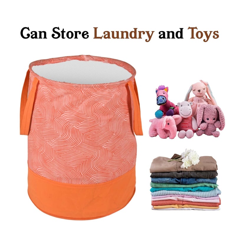 Urbane Home Urbane Home Pack of 3 Foldable Dirty Clothes 45L Laundry Basket With Handles Baby Unwashed Dress BinStorage Box Curvy Design Orange - Image 5