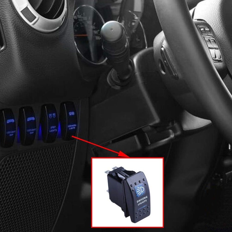 إي سابورت Car Blue LED Driving Light Rocker Toggle Switch ON Off 12V 20A, 24V 10A - Image 5