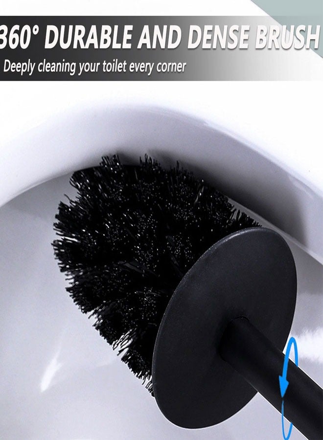 HAWAWA Toilet Brush and Holder Set Stainless Steel, Toilet Bowl Brush for Bathroom with Long Handle,  Toilet Cleaner Brush with Durable Scrubbing Bristles, Splash-Proof (Matte Black) - Image 3