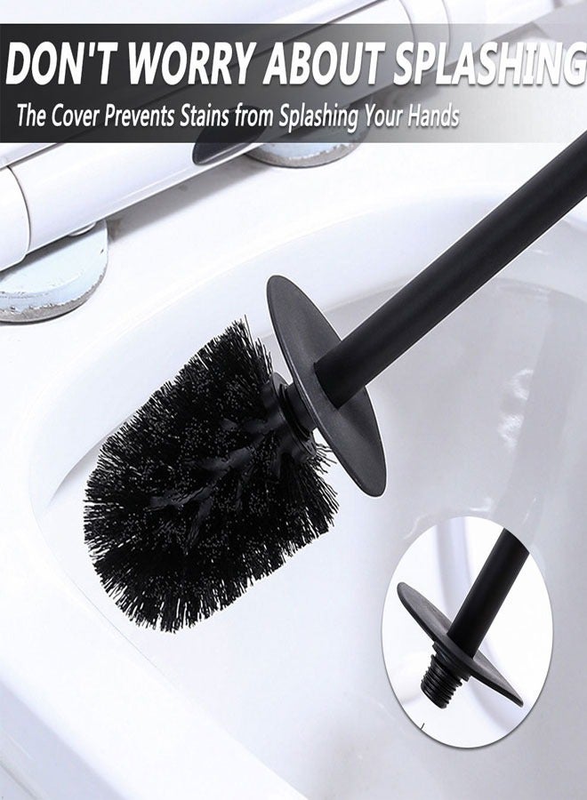 HAWAWA Toilet Brush and Holder Set Stainless Steel, Toilet Bowl Brush for Bathroom with Long Handle,  Toilet Cleaner Brush with Durable Scrubbing Bristles, Splash-Proof (Matte Black) - Image 4