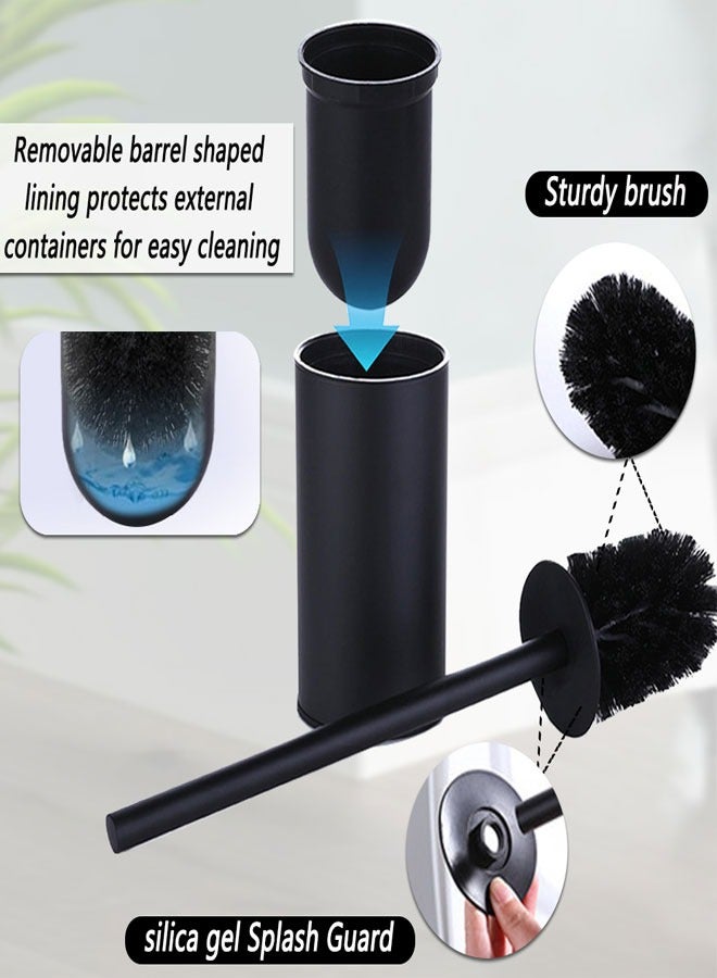 HAWAWA Toilet Brush and Holder Set Stainless Steel, Toilet Bowl Brush for Bathroom with Long Handle,  Toilet Cleaner Brush with Durable Scrubbing Bristles, Splash-Proof (Matte Black) - Image 5