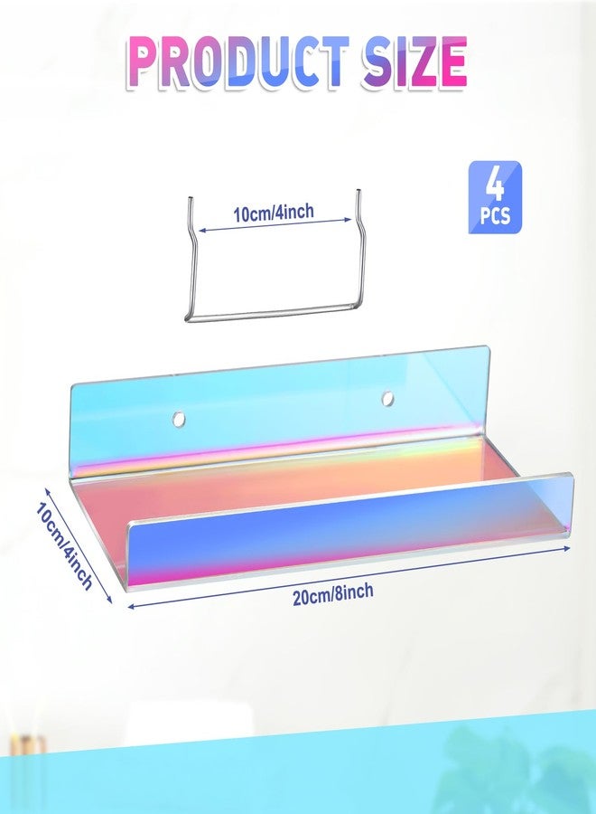 Lounsweer 4 Set Pegboard Shelf Acrylic Shelf with Metal Hooks Peg Board Organizer Accessories Storage Shelf for Pegboard Display Wall Craft Room Home Garage Nursery Kitchen (Iridescent,8 x 4 Inch) - Image 3