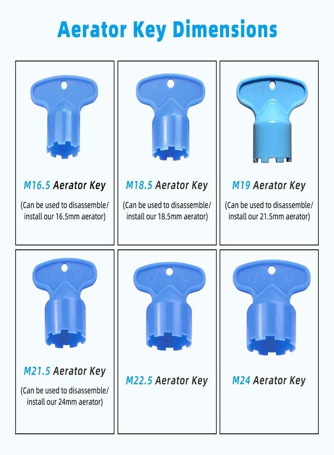 Hibbent 12 Pcs Faucet Aerator with 6 Pcs Faucet Aerator Key Removal Wrench Tool, Aerators Replacement Inserts for Sink M16.5 18.5 21.5 24 mm Tap Aerators Flow Restrictor - Image 3