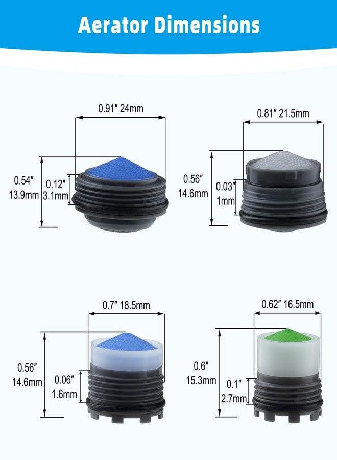 Hibbent 12 Pcs Faucet Aerator with 6 Pcs Faucet Aerator Key Removal Wrench Tool, Aerators Replacement Inserts for Sink M16.5 18.5 21.5 24 mm Tap Aerators Flow Restrictor - Image 2