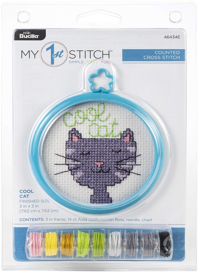 Plaid Cool Cat Cross Stitch Kit - Image 1