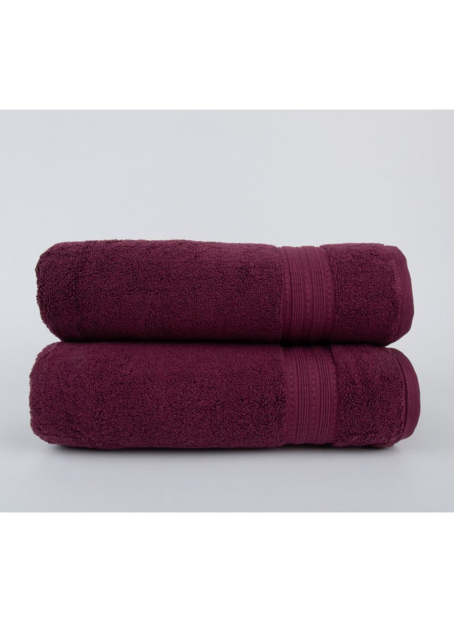 White Rose Majesty - 700 GSM - 100% Cotton Terry -2 Bath Towel 70x140 cm-Premium Touch-Quick Dry - Super Absorbent-Purple  - Image 3