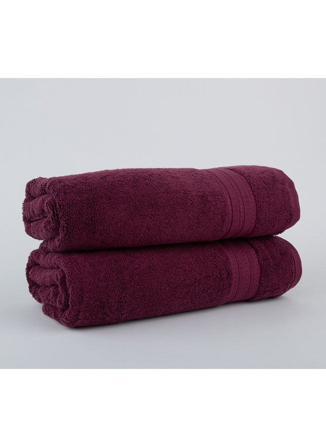 White Rose Majesty - 700 GSM - 100% Cotton Terry -2 Bath Towel 70x140 cm-Premium Touch-Quick Dry - Super Absorbent-Purple  - Image 4