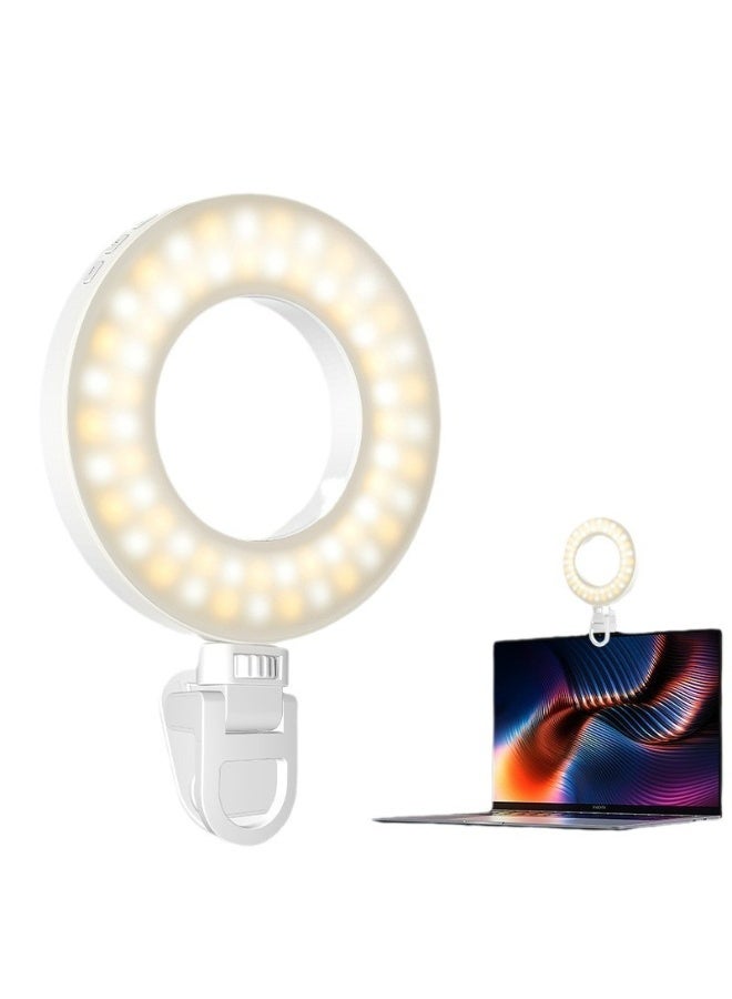 Clip on Ring Light, Rechargeable 60 LED Selfie Ring Light for Phone, Laptop, Tablet - Image 1