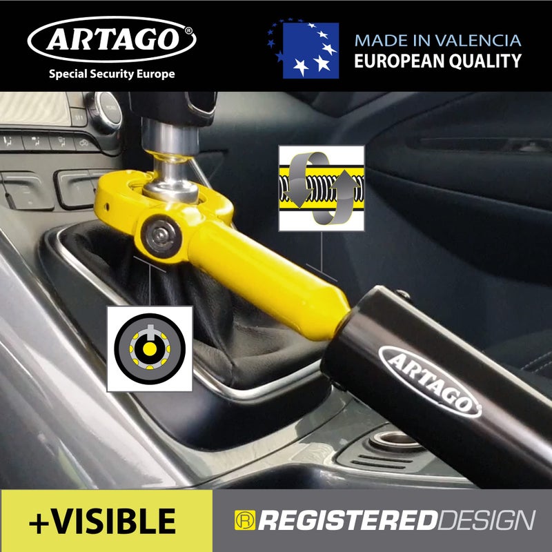 Artago 862A/B Car Handbrake Lock, More Adaptable Thread Adjustment, Security Lock with Anti-Drill Ball, Compact, Car Anti Theft Brake Gear Shift Knobs Handbrake Lock for Vehicle Car Truck Van, Camper - Image 2