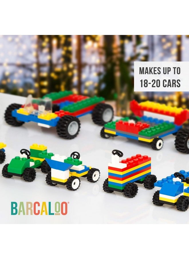 Barcaloo - 400 Piece Wheels And Axles Sets Lego Compatible Building Bricks Car Parts And Pieces Kit Car Building Set With Wheels Axles & Windshields And Bonus Bricks - Image 1