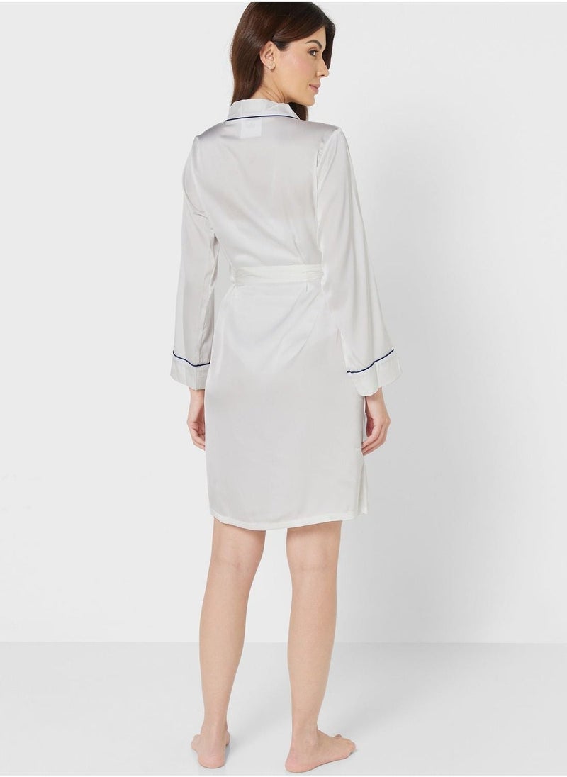Contrast Piping Detail Night Robe - Image 2