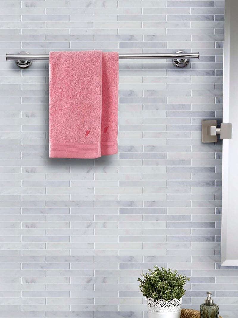 maspar 100% Cotton Embedded Stripe Hand Towel, Set of 2, 40 x 70 cm, Pink - Image 1