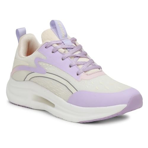 Aqualite Premium JASMINE-101 Trending Sports Running Shoes with Comfort Insole & Slip-Resistance Lace-Up Shoes for Women White/Purple - Image 4