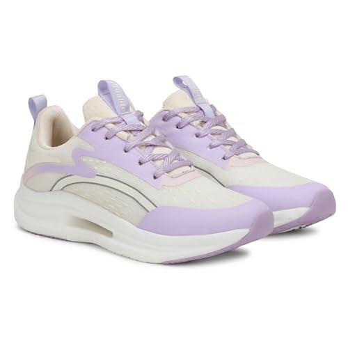 Aqualite Premium JASMINE-101 Trending Sports Running Shoes with Comfort Insole & Slip-Resistance Lace-Up Shoes for Women White/Purple - Image 1