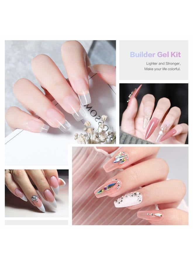 morovan Builder Nail Gel for Nails 3 colors 1oz LED/U V Gels Clear Pink White Strengthen Nail Extension Gel Nail Art Manicure Set with Nail Forms  - Image 5