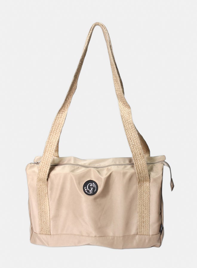 Glitter Women Bag with Cross Hand - Beige - Image 1