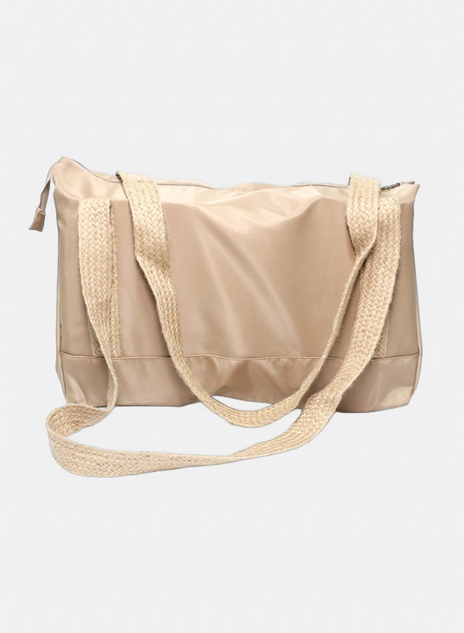 Glitter Women Bag with Cross Hand - Beige - Image 3
