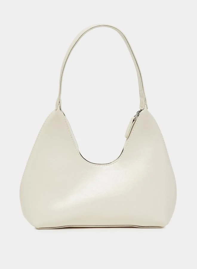 Styli Solid Shoulder Bag with Zip Closure