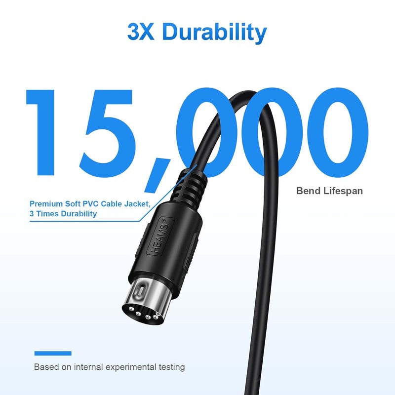 Heams 3 Pack Premium 6FT MIDI Cable, Stable & Fast Transmission and Long-Lasting MIDI Cables, Male to Male 5-Pin MIDI Cable for MIDI Keyboard, Electronic Piano, Electronic Drum - Image 4