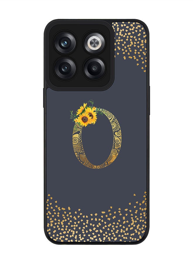 Stylizedd Rugged Black edge case for OnePlus 10T Slim fit Soft Case Flexible Rubber Edges Anti Drop TPU Gel Thin Cover - Custom Monogram Initial Letter Floral Pattern Alphabet - O (Grey ) - Image 1