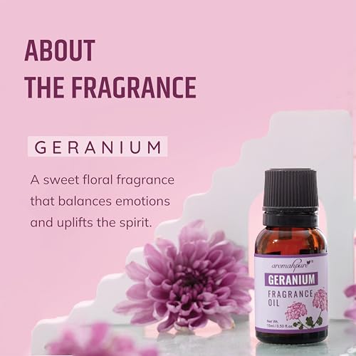 Aromahpure Fragrance Oil | 15 ml | Geranium Aroma Oil for Home Fragrance | Best for Aromatherapy | Helps in Meditation | Used in Diffusers, Candles, Air Fresheners, Soaps, IFRA Certified - Image 2