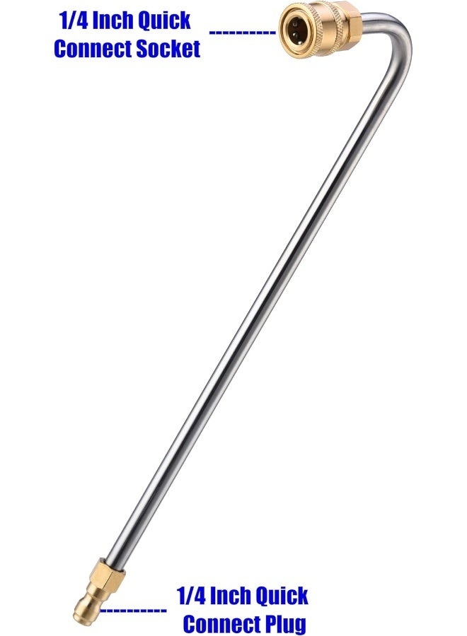 M MINGLE Stainless Steel Pressure Washer Gutter Cleaner Attachment, Angled Extension Wand For Gutter Cleaning, 5 Nozzle Tips, 1/4 Inch Quick Connect, 13 Inch  - Image 2