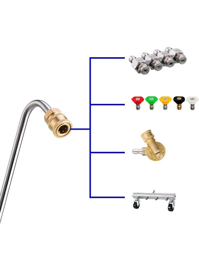 M MINGLE Stainless Steel Pressure Washer Gutter Cleaner Attachment, Angled Extension Wand For Gutter Cleaning, 5 Nozzle Tips, 1/4 Inch Quick Connect, 13 Inch  - Image 3