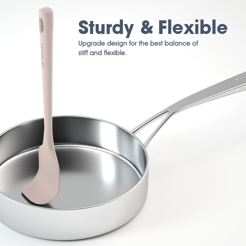 ChefAide 5 Pieces Silicone Spatula Set, Food Grade Rubber Spatula, Upgrade Strong Handle with Ergonomic Grip, Heat Resistant Up to 600Â°F for Nonstick Cookware, Cooking Creamy White - Image 4