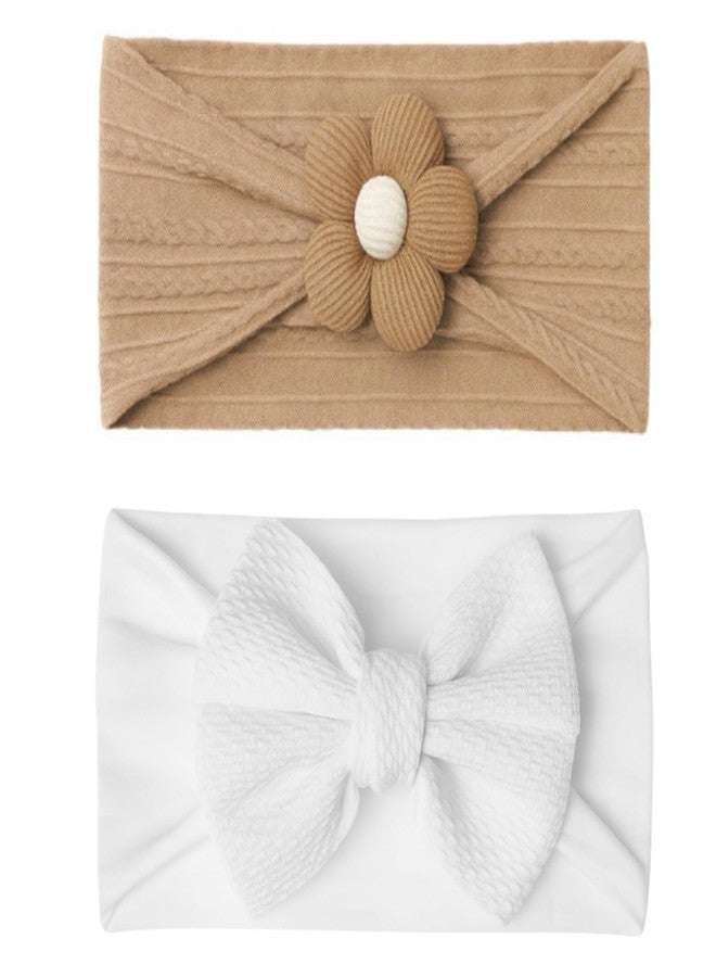 ANNACREATIONS ANNA CREATIONS 2 Pcs Baby Headbands with Bow and Flower Design, Soft Stretchy Hair Bands for Newborn Infant Toddler Girls, Comfortable and Stylish Hair Accessories for Photoshoot and Party - Image 5