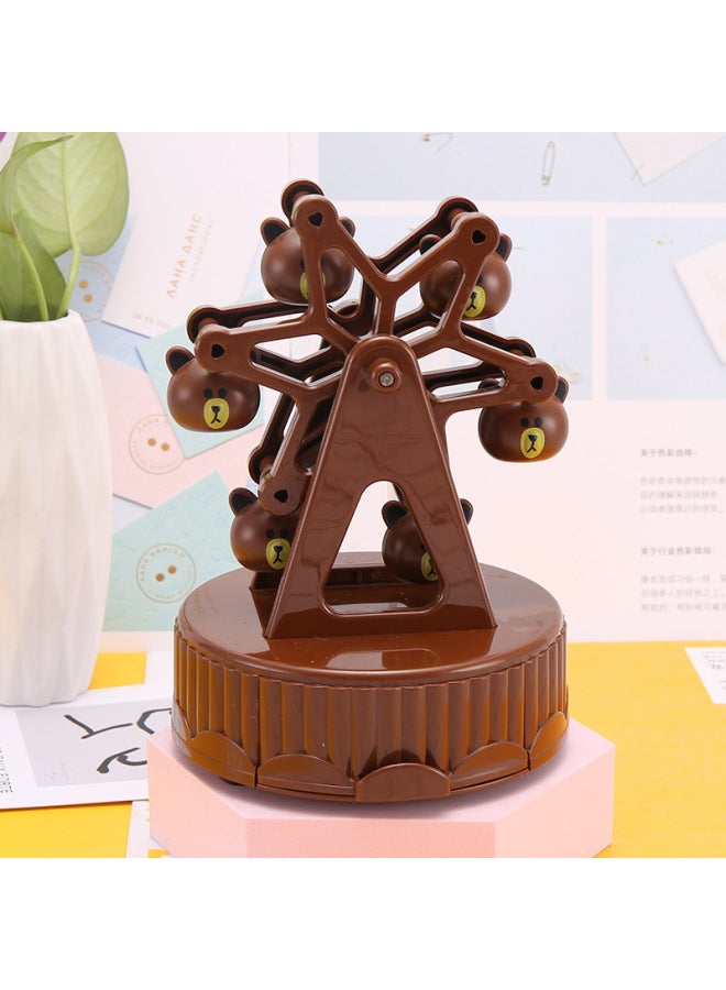 Happy Ferris Wheel Cartoon Music Box Rotating Music Box Decorative Boutique Children's Birthday Cake Ornaments Small Gifts-Color:Bear.  - Image 1