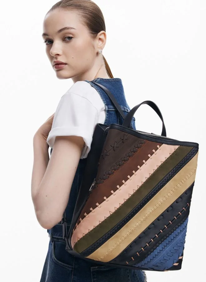 DESIGUAL Multicolour Medium faux leather effect backpack with stitching for Women | Best Price UAE