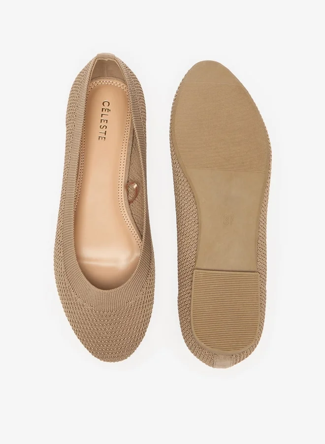 Celeste Women's Textured Slip-On Round Toe Ballerina Shoes