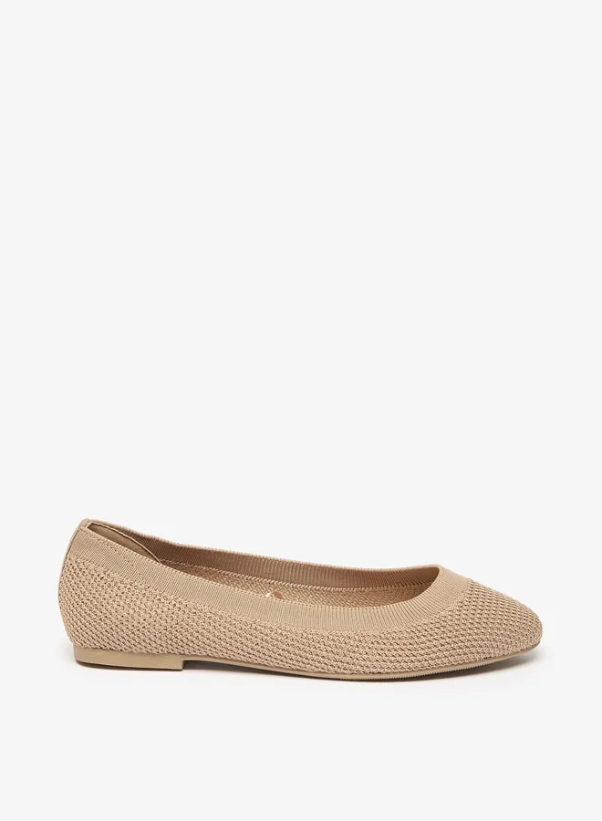 Celeste Women's Textured Slip-On Round Toe Ballerina Shoes