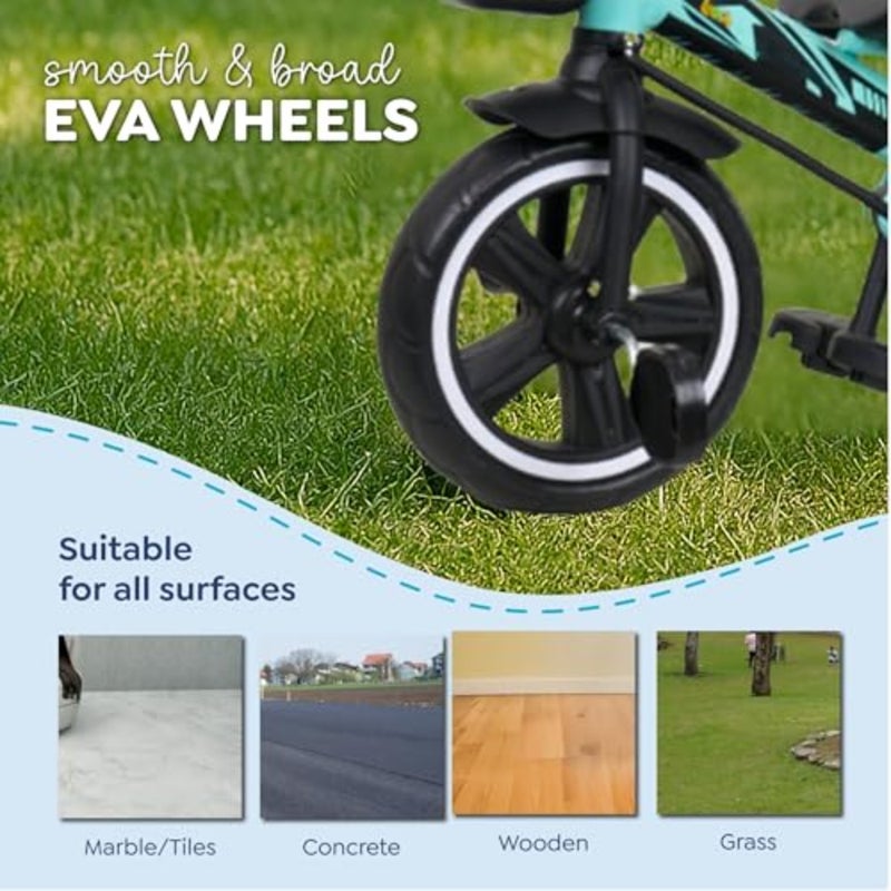 tricycle for outdoor use, steel frame, ICE-Blue, parental control and seat belt included - Image 4