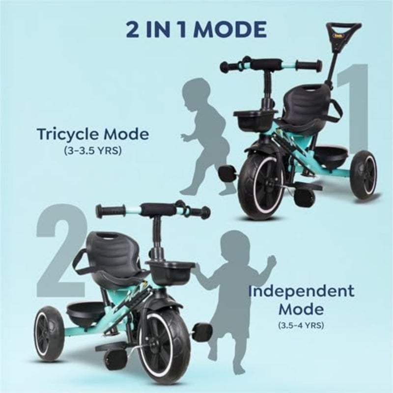 tricycle for outdoor use, steel frame, ICE-Blue, parental control and seat belt included - Image 2