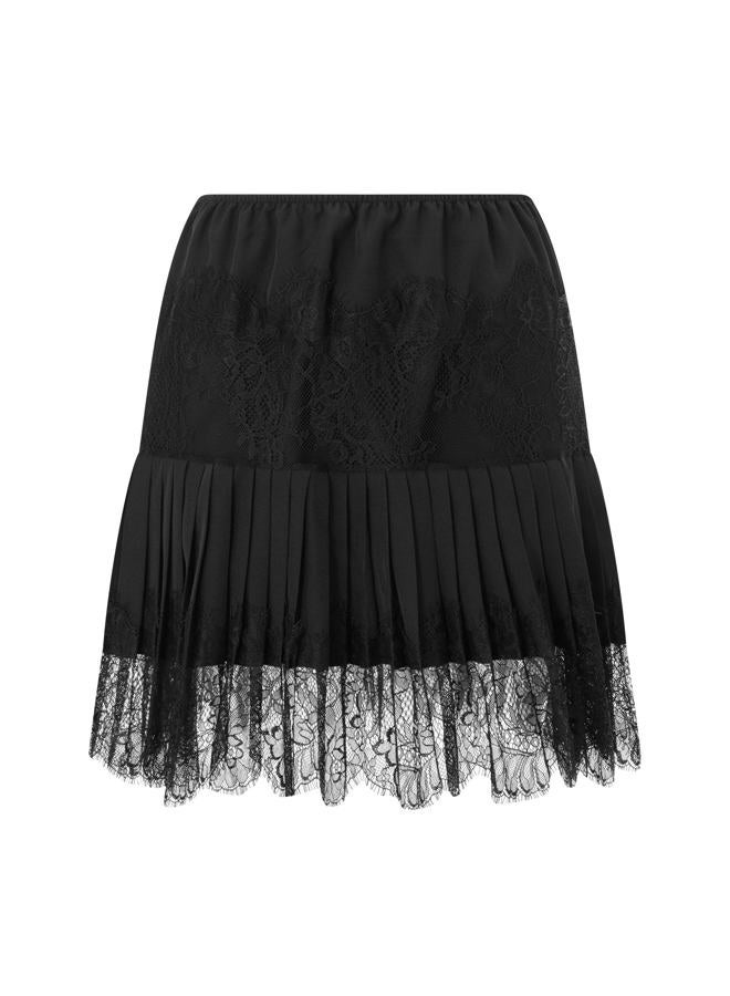NUFIWI Women Y2k Lace Mini Skirt Low Rise Pleated Ruffle Half Slip Skirt Layered Flowy Short Skirt Streetwear(Black 02,Large) - Image 5
