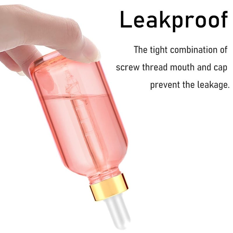 Bumobum Glass Bottle with Dropper, 4 oz Pink Tincture Bottle for Essential Oils with Labels and Funnels, 2 Pack Eye Dropper Bottles with Golden Top (Unbreakable Plastic Eye Dropper with Measurements) - Image 4