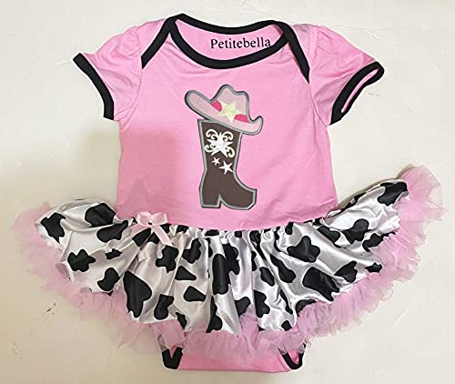 Petitebella Cowgirl Boot and Hat Pink Bodysuit Cow Baby Dress Leg Warmer Nb-18m (0-3 Months) - Image 2