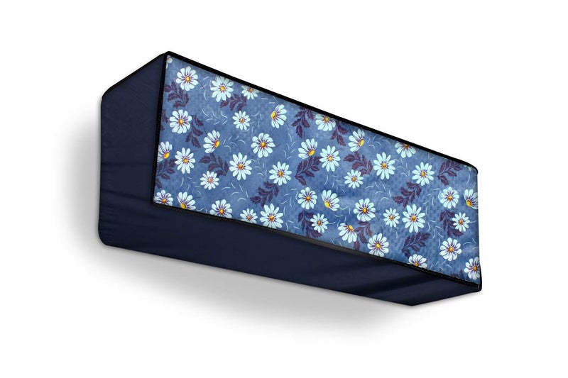 Da Anushi Polyester Split Ac Cover Indoor Unit For 1.5 Ton Capacity Ac,All Weather Cover/Attractive Digital Prints/Dustproof/Water Resistant Ac Cover (Grey Blue White Flower) - Image 1