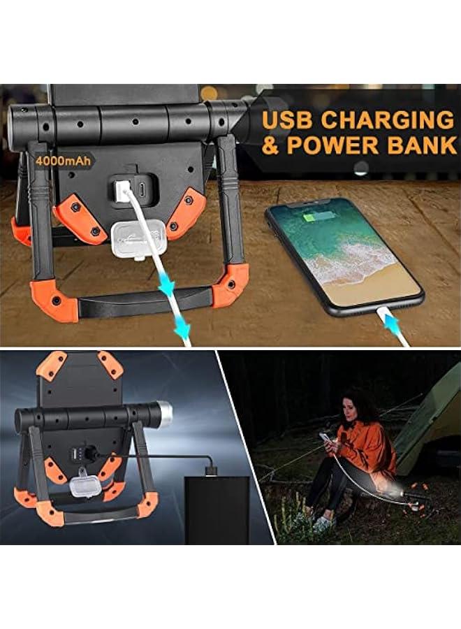 BWSJ LED Work Light  Camping Lantern USB Flashlight  Rotating Working Light Portable 5 Modes Torch with 2 COB 1150 LM Magnetic for Outdoor Travel Job Site Car Repairing - Image 4
