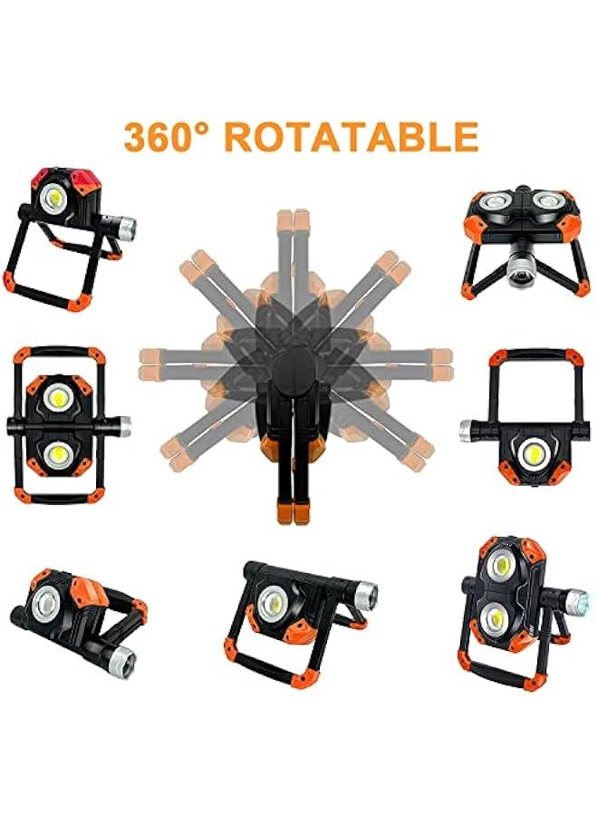 BWSJ LED Work Light  Camping Lantern USB Flashlight  Rotating Working Light Portable 5 Modes Torch with 2 COB 1150 LM Magnetic for Outdoor Travel Job Site Car Repairing - Image 5