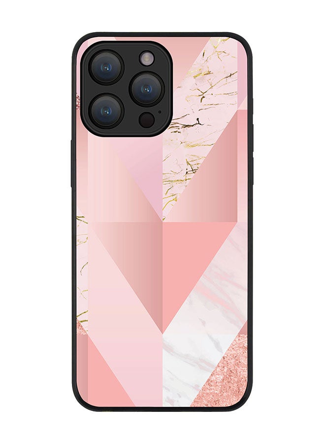 Stylizedd Cover for iPhone 15 Pro Max Case Rugged Black Slim fit Soft Flexible Anti Drop TPU Gel Thin Protective Phone Cases - Marble Pink Vintage - Image 1