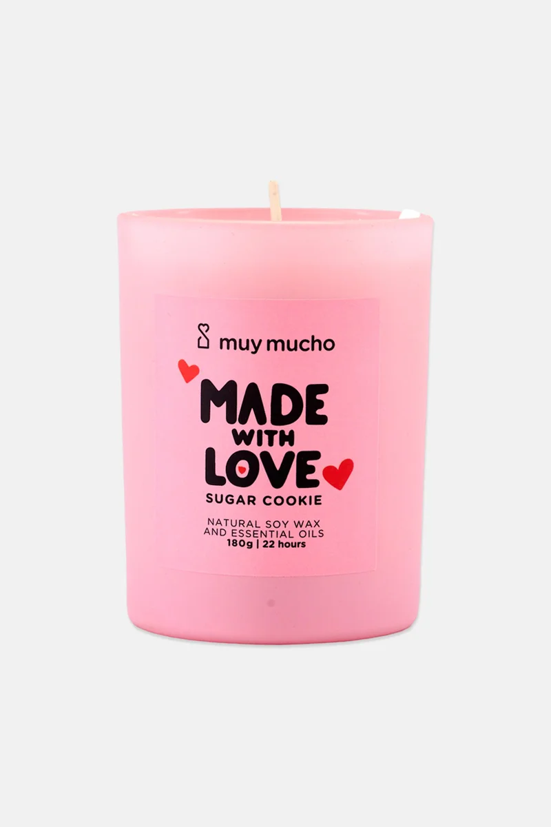 Muy Mucho Sugar Cookie Scented Candle 180 g, Off White/Pink
